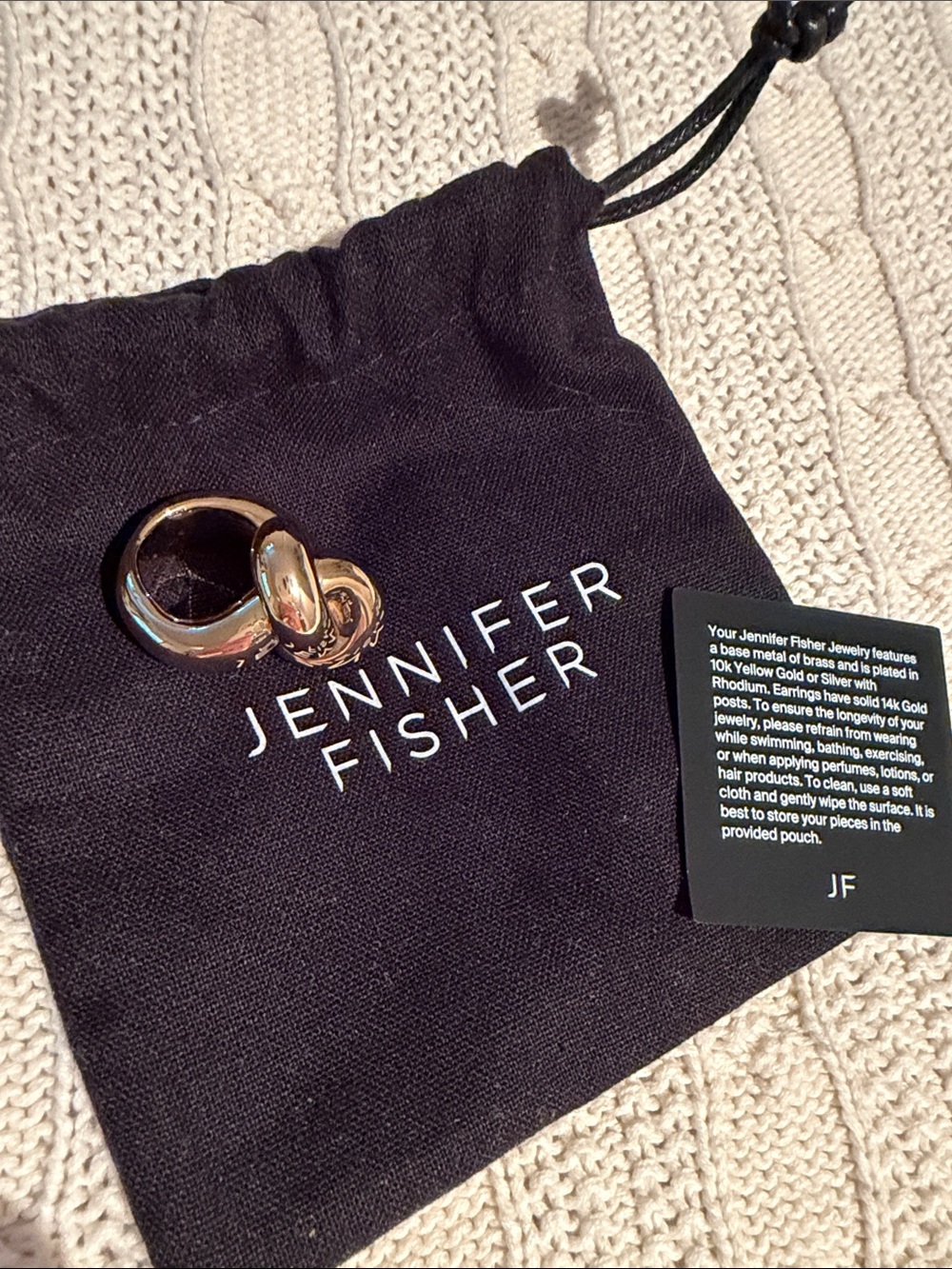 Jennifer Fisher Gold Knotted Ring with Branded Pouch